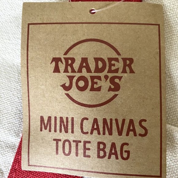 NWT Trader Joe’s Mini Canvas Tote Bag Red NEW - Picture 3 of 3